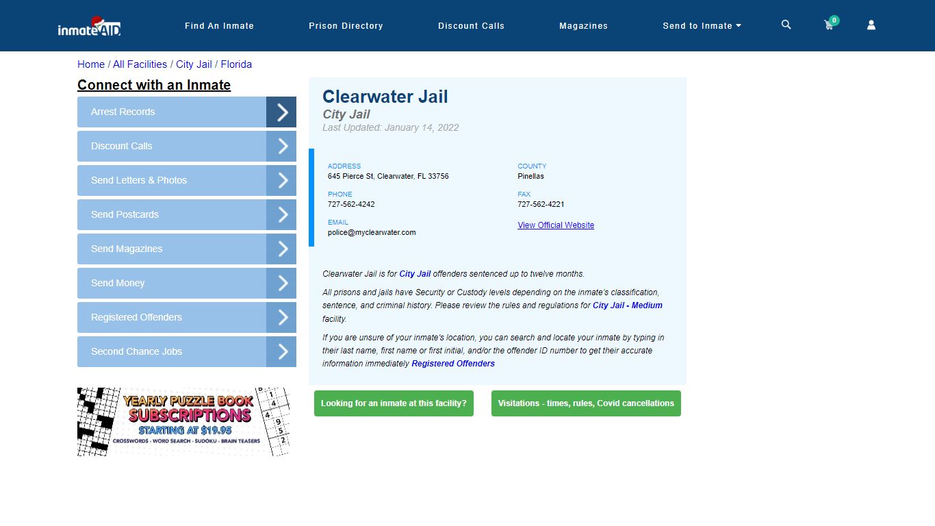 Clearwater Jail | Inmate Locator